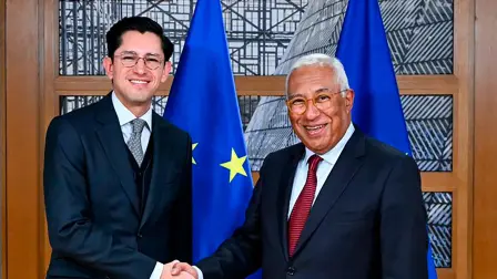 Durante su visita a Bruseas, Bélgica, el canciller Roberto Velasco se reunió con Antonio Costa, presidente del Consejo Europeo.