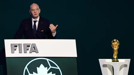 FIFA President Gianni Infantino speaks during the 76th FIFA Congress at the Vancouver Convention Centre on April 30, 2026 in Vancouver, Canada. (Photo by Don MacKinnon / AFP)