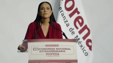 Ariadna Montiel durante el VIII Consejo Nacional Extraordinario de Morena.