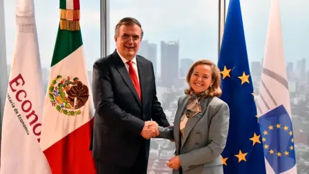 Marcelo Ebrard, Secretario de Economía y Nadia Calviño, presidenta del Banco Europeo de Inversiones.