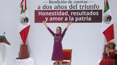 La mandataria presentó su segundo informe de "rendición de cuentas" en el Monumento a la Revolución de la capital.