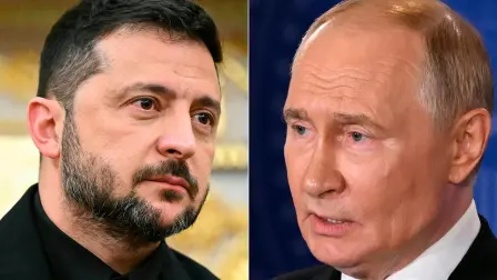 Volodimir Zelenski, presidente de Ucrania y Vladimir Putin, presidente de Rusia.