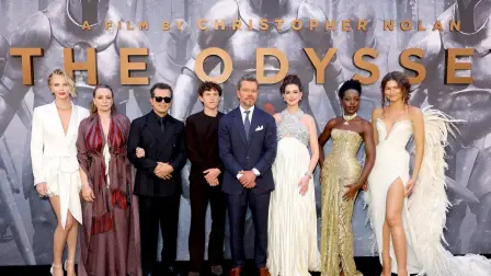 El elenco de The Odyssey en el estreno de Nueva York.