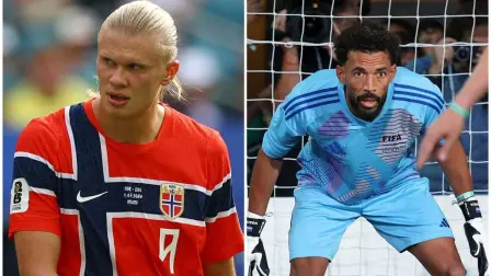 El ⁠portero de Cabo Verde, Vozinha, y el delantero de ⁠Noruega Erling Haaland