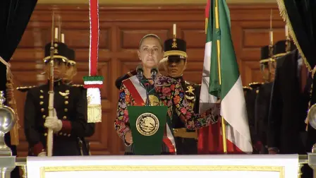 La presidenta Claudia Sheinbaum en su segundo Grito de Independencia como titular del Ejecutivo Federal.