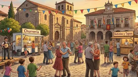 Esto es lo que pasa cuando le pides a Gemini que elabore un cartel para ilustrar un evento sobre las fiestas de pueblo.