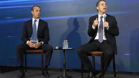 140318 CARLOS SLIM DOMINIT, PRESIDENTE DEL CONSEJO ADMINISTRATIVO DE AMERICA MOVIL Y  DANIEL HAJJ, DIRECTOR GENERAL DE TELCEL EN CONFERENCIA DE PRENSA DE  PARA PRESENTAR 4.5G GIGARED. FOTO: ADRIANA HERNANDEZ