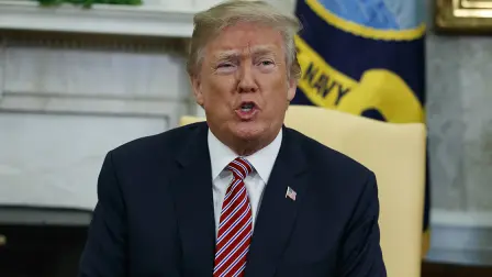 Donald Trump - President Donald Trump speaks during a meeting with the Emir of Qatar Sheikh Tamim bin Hamad al-Thani in the Oval Office of the White House, Tuesday, April 10, 2018, in Washington. (AP Photo/Evan Vucci)
