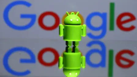 FILE PHOTO - A 3D printed Android mascot Bugdroid is seen in front of a Google logo in this illustration - FILE PHOTO - A 3D printed Android mascot Bugdroid is seen in front of a Google logo in this illustration taken July 9, 2017. Picture taken July 9, 2017.  REUTERS/Dado Ruvic/Illustration/r/File Photo - NARCH/NARCH30