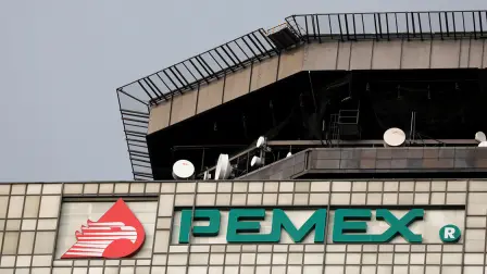 FILE PHOTO:  The Pemex logo is seen at its headquarters in Mexico City, Mexico