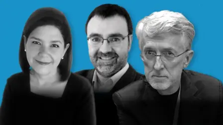 Calidad y confianza son las palabras clave en el futuro inmediato de la industria de medios. En la imagen, los expertos en el sector María Elena Gutiérrez Rentería, Ismael Nafría y Jeff Jarvis.