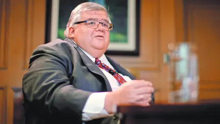 Mexico Governor Agustin Carstens, speaks during an interview with Reuters in Mexico City