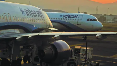 Interjet aircraft are seen on the tarmac at Benito Juarez international airport in Mexico City