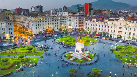 LIMA, PERU: View of San Martin square.