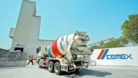 FILE PHOTO: A cement mixer truck arrives to a cement plant of Mexican cement maker CEMEX in Monterrey