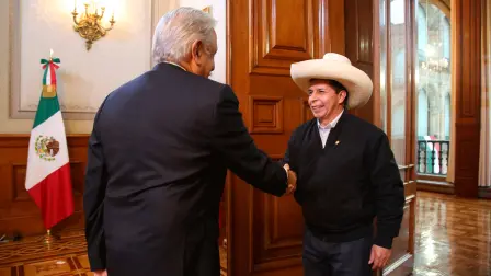 Reunión entre el entonces presidente de Perú Pedro Castillo con el presidente Andrés Manuel López Obrador el 17 de septiembre de 2021. Foto EE: Cortesía Twitter Foto EE: Cortesía Twitter