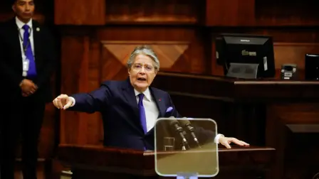 Ecuadorean President Lasso testifies at the National Assembly, in Quito