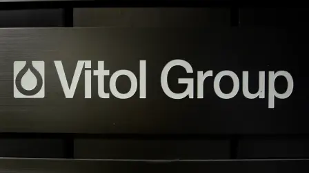 A sign is pictured in front of the Vitol Group trading commodities building in Geneva
