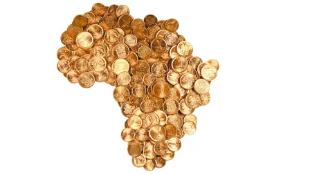 South,African,Coins,Arranged,In,The,Shape,Of,Africa,Isolated
