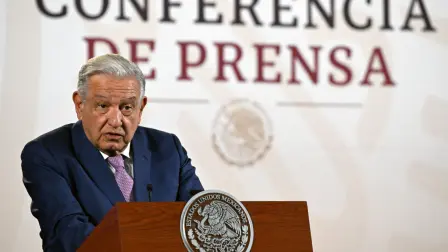 Conferencia de prensa del presidente Andrés Manuel López Obrador en Palacio Nacional. Foto: AFP