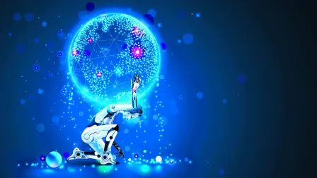 Ai,Saves,The,World,From,Apocalypse.,Robot,Woman,Holds,On