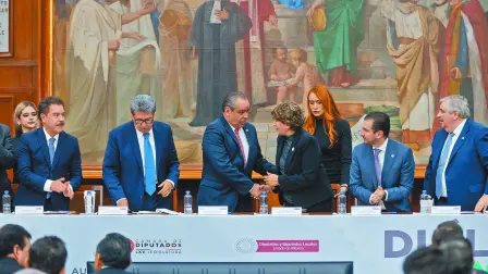 Ayer se realizó el tercer foro sobre la reforma al Poder Judicial en Toluca, Estado de México, en donde participaron legisladores, la gobernadora de la entidad y juristas. Foto: Cuartoscuro