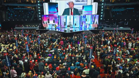 Donald Trump durante su participación en la convención del Partido Republicano en el Foro Fiserv en Wisconsin. Foto: Reuters