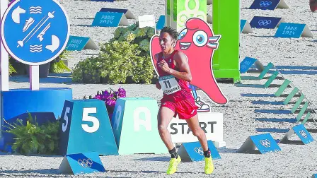 Emiliano Hernández en el pentatlón moderno estableció récord mundial y olímpico en la prueba combinada de tiro-carrera y se quedó en cuarto lugar en su debut olímpico.  Foto EE: Especial