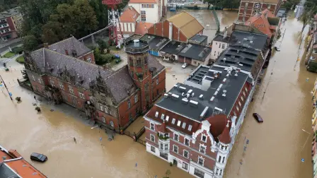 Inundaciones en la ciudad de Nysa, Polonia este lunes 16 de septiembre. Foto: Reuters