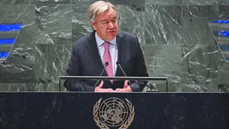 El secretario general de Naciones Unidas, António Guterres, en la presentación del Pacto por el Futuro. Foto: AFP