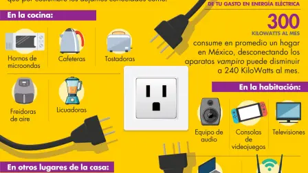 Los aparatos vampiro consumen energía si están conectados aunque permanezcan apagados, existen varios equipos que por costumbre los dejamos conectados como: