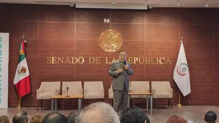 Héctor Moreira Rodríguez, durante su participación en 2023 en el foro "Presente y Futuro del Sector Energético", en el Senado de la República.