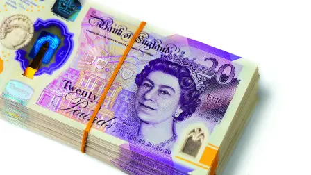 UK pound,money of United kingdom close up on white, Pound UK note