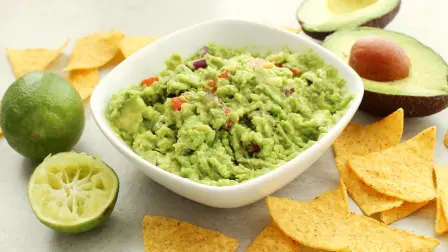 Delicious guacamole dip on the table