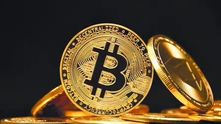 Bitcoin golden coin cryptocurrency background, Symbol digital currency , future money Business