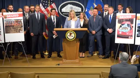 Departamento de Justicia de Estados Unidos anuncia decomiso de fentanilo.