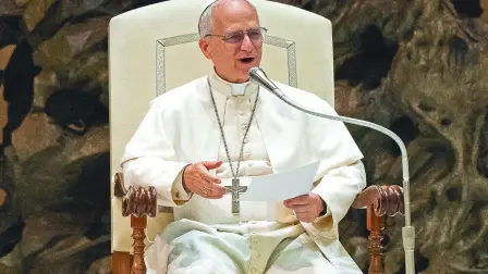 12th May 2025;  Vatican City, Rome, Italy; Pope Leo XIV Holds Audience for Journalist; Pope Leo XIV receives journalists and media workers in audience