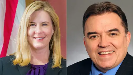 La senadora Melissa Hortman y el senador John Hoffman, quien resultó herido durante el ataque.