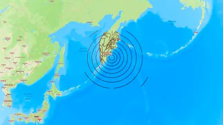 Ubicación del terremoto de Kamchatka.