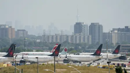 Aviones de Air Canadá en el Aeropuerto Internacional Pearson de Toronto. Foto: AFP