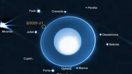 NASA añade que estima que esta luna tiene 10 kilómetros de diámetro y se supone que tiene una reflectividad similar a la de los otros satélites pequeños de Urano.