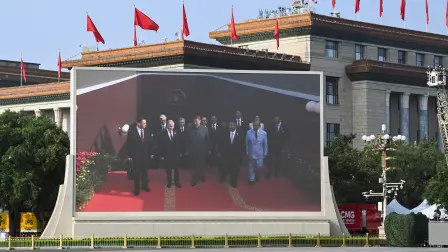 El presidente de China Xi Jinping, fue acompañado por su colega ruso Vladimir Putin y el líder norcoreano Kim Jong Un.