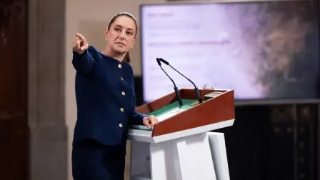 La presidenta Claudia Sheinbaum Pardo durante la conferencia matutina del lunes 20 de octubre. Foto: Presidencia de la República