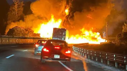 Explosión de pipa en la Autopista México-Puebla.