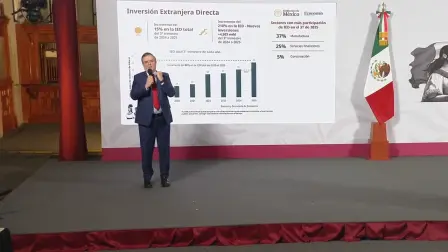 El secretario de Economía, Marcelo Ebrard, destacó que la IED para el cierre del año es la más alta registrada para un periodo similar en el país e implica un crecimiento de 15% respecto a lo observado en 2024.