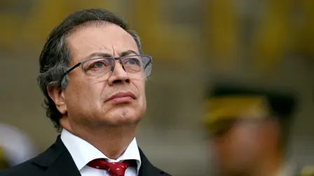 (FILES) Colombian President Gustavo Petro attends a military ceremony to swear in the new General Commander of the Military Forces, Admiral Francisco Cubides, at the Jose Maria Cordova Military school in Bogota on July 09, 2024. Colombian President Gustavo Petro said on December 30, 2025, that the United States bombed a cocaine factory in the Venezuelan city of Maracaibo, which he linked to the Colombian guerrilla group ELN. (Photo by LUIS ACOSTA / AFP)