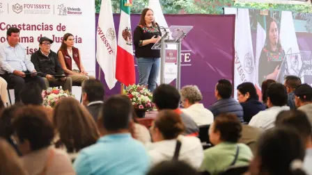 Jabnely Maldonado, vocal ejecutiva del Fovissste, de gira en Chiapas