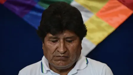 Bolivia's former president (2006-2019) Evo Morales looks on during a meeting ahead of voting in the presidential runoff election in Villa 14 de Septiembre, Chapare region, Cochabamba department, Bolivia, on October 19, 2025. Bolivians head to the polls to choose between right-wing candidates Jorge 'Tuto' Quiroga and Senator Rodrigo Paz, both promising change as the country of some 12 million people sees the end of two decades of socialist rule. (Photo by ERNESTO BENAVIDES / AFP)