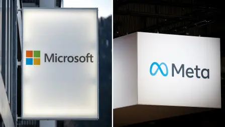 Microsoft y Meta logos.