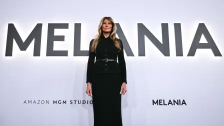 US First Lady Melania Trump attends the world premiere of Amazon MGM Studios' "Melania" at the Kennedy Center in Washington, DC, on January 29, 2026. (Photo by Brendan SMIALOWSKI / AFP)